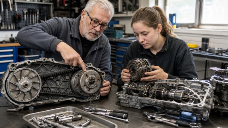 Detail řídítek motorky s ovládáním automatické převodovky bez páčky spojky