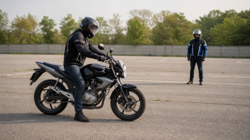 Detail ruky na páce spojky motorky před rozjezdem